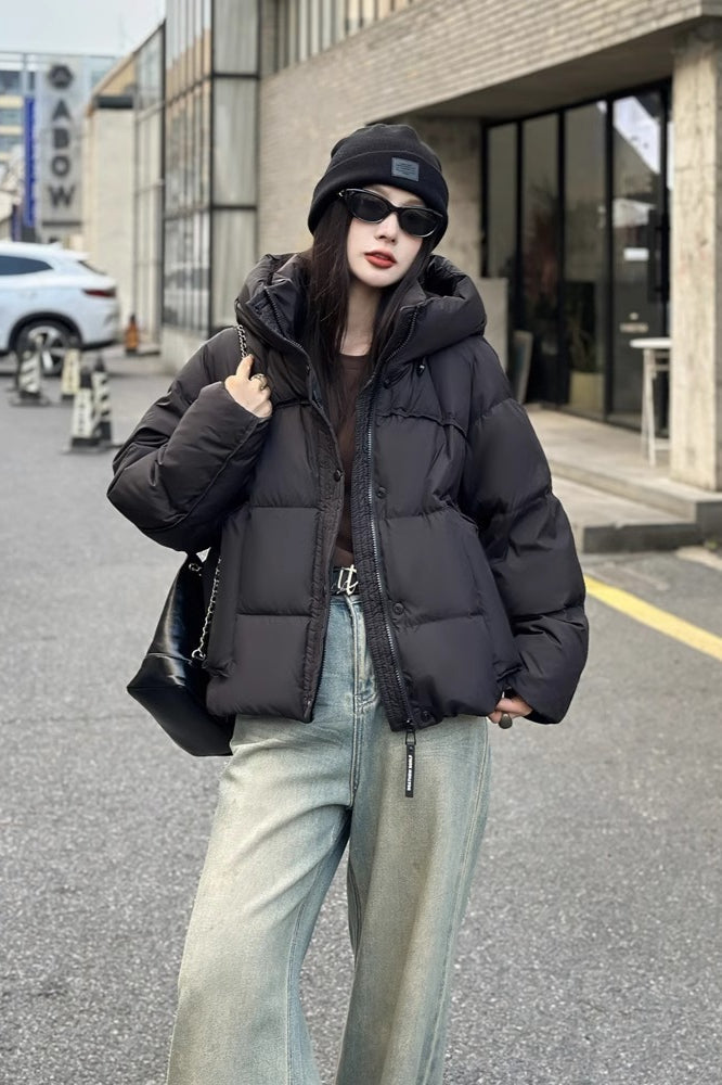 Cropped Oversized Duck Fill Puffer Jacket S / Black
