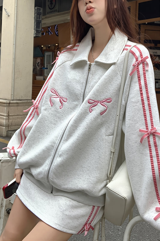 Bow Splice Sweatshirt Zip-Up Jacket