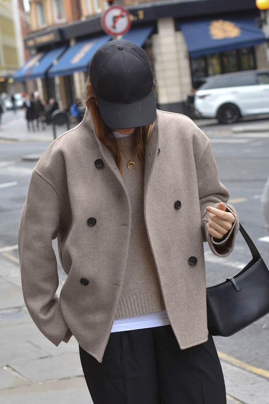 Veste croisée en laine marron