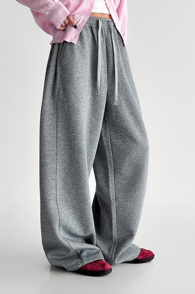 Elastic High-Waist Drawstring Wide Pants