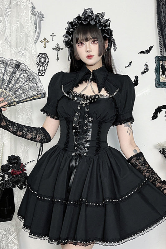 Strap Dress Cover Set Gothic Dress