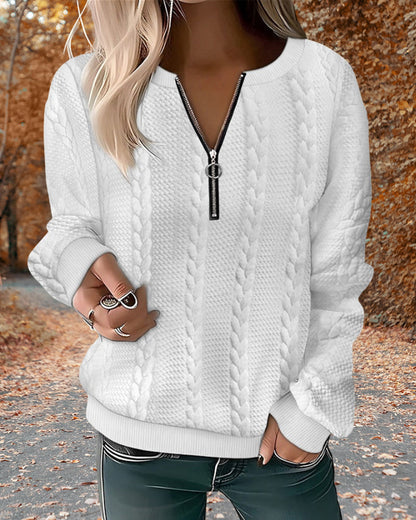 round Zipper sweatshirt with neck