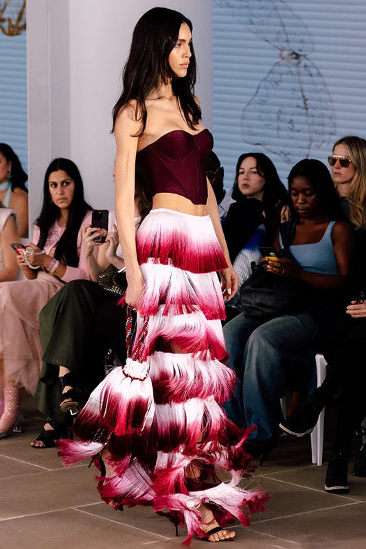 Elegant Fringed Waist Elastic Casual Maxi Dress