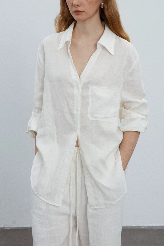 Minimalist Casual Vibe Linen Loose-fit Blouse