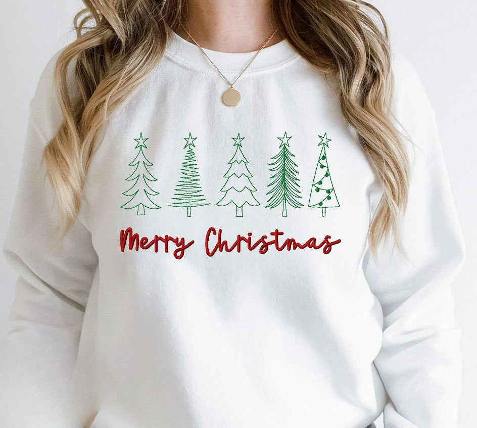 Cute Literary Pencil Drawing Marry Christmas Slogan Girl Christmas Hoodie