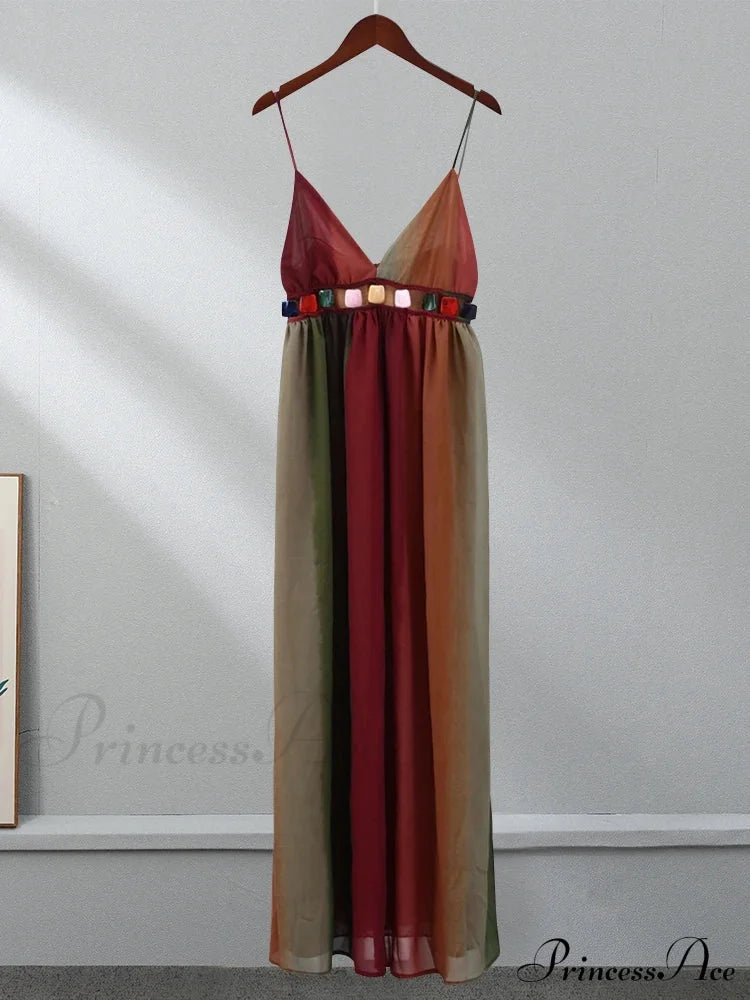 Backless Chiffon Beach Sling Maxi Dress