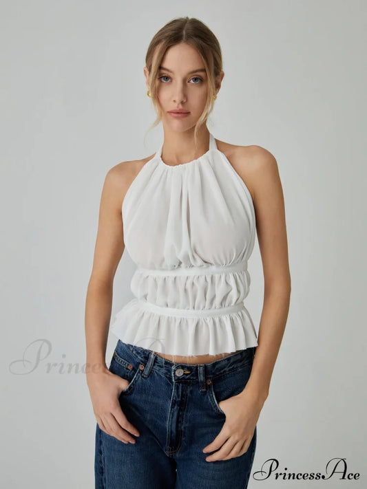 Backless Halter Graceful Tank Top White / S Tops & Camis