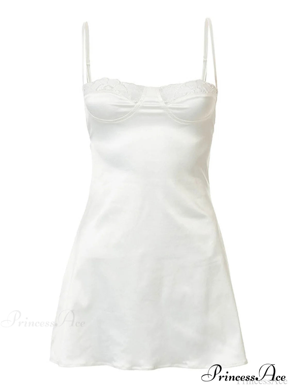 Backless Lace Paneled Trendy Satin Mini Dress Dresses