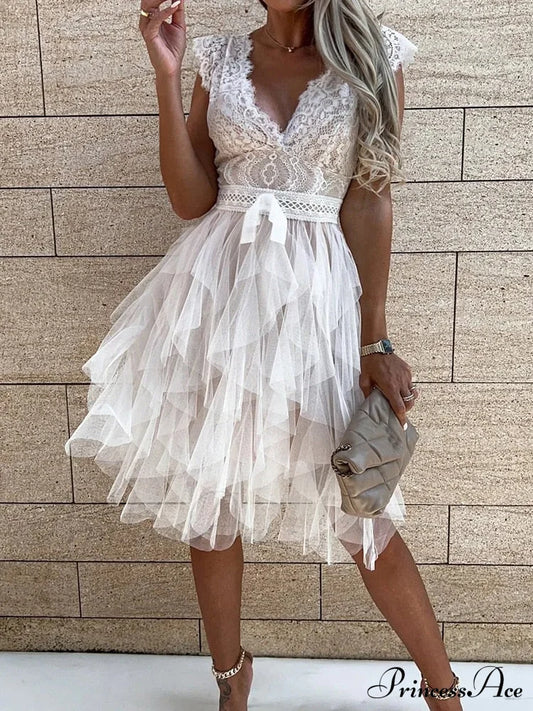 Backless Party Asymmetrical Sleeveless V Lace Gown Neck Warm-Season Patchwork Black Fit Hollow Slim