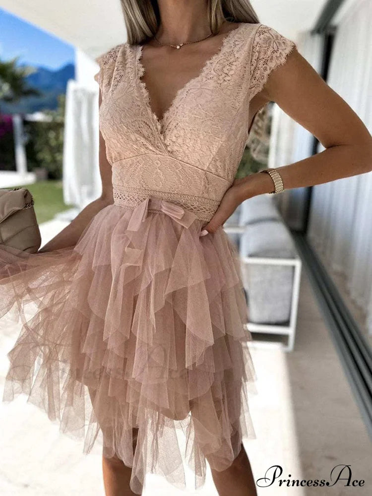 Backless Party Asymmetrical Sleeveless V Lace Gown Neck Warm-Season Patchwork Black Fit Hollow Slim