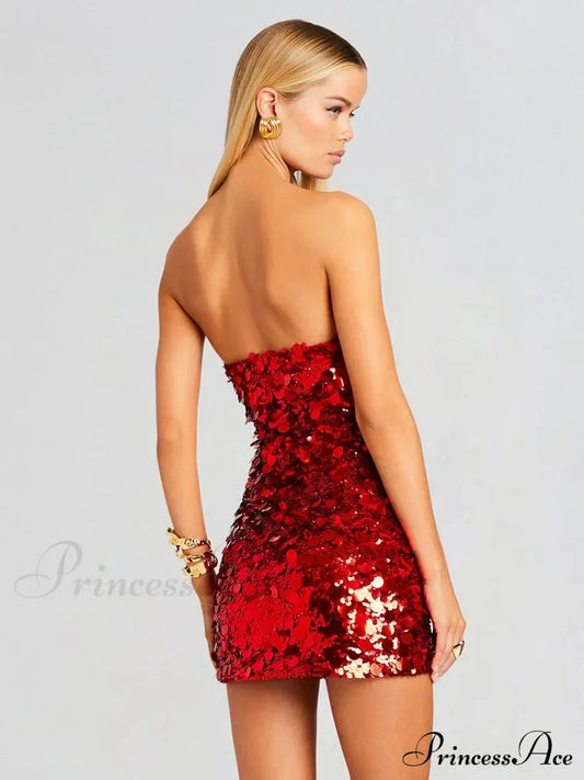 Backless Sequin Mini Party Dress Partydress-241208