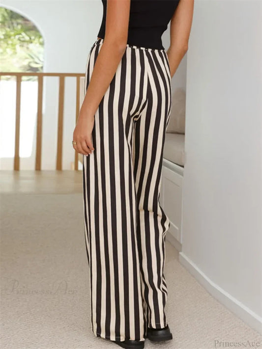 Baggy Striped Drawstring Wide Leg Summer Pant pant-250223