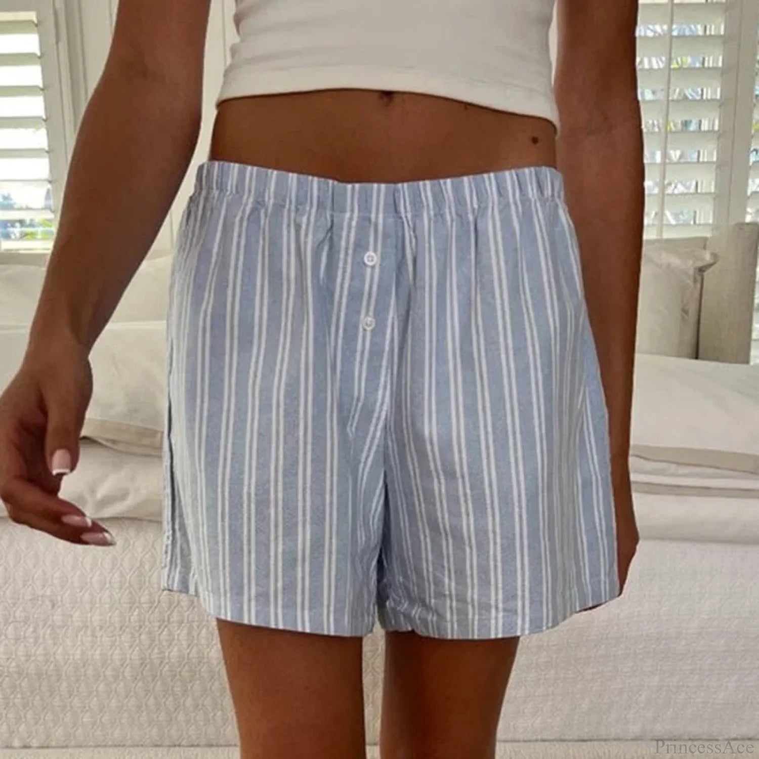 Baggy Striped Vintage Lounge Short SKY BLUE / S short-250223