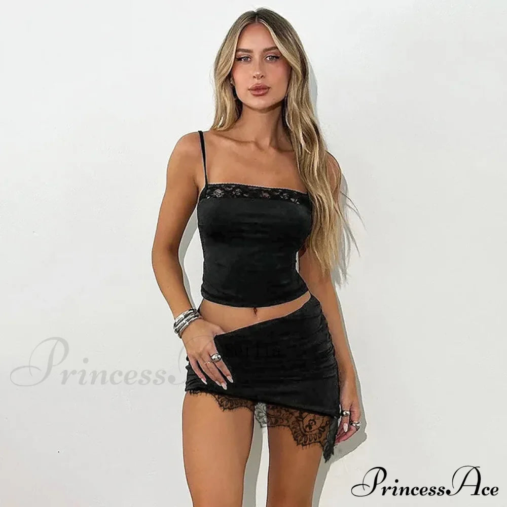 Bandage Lace Trim Asymmetric Mini Dress