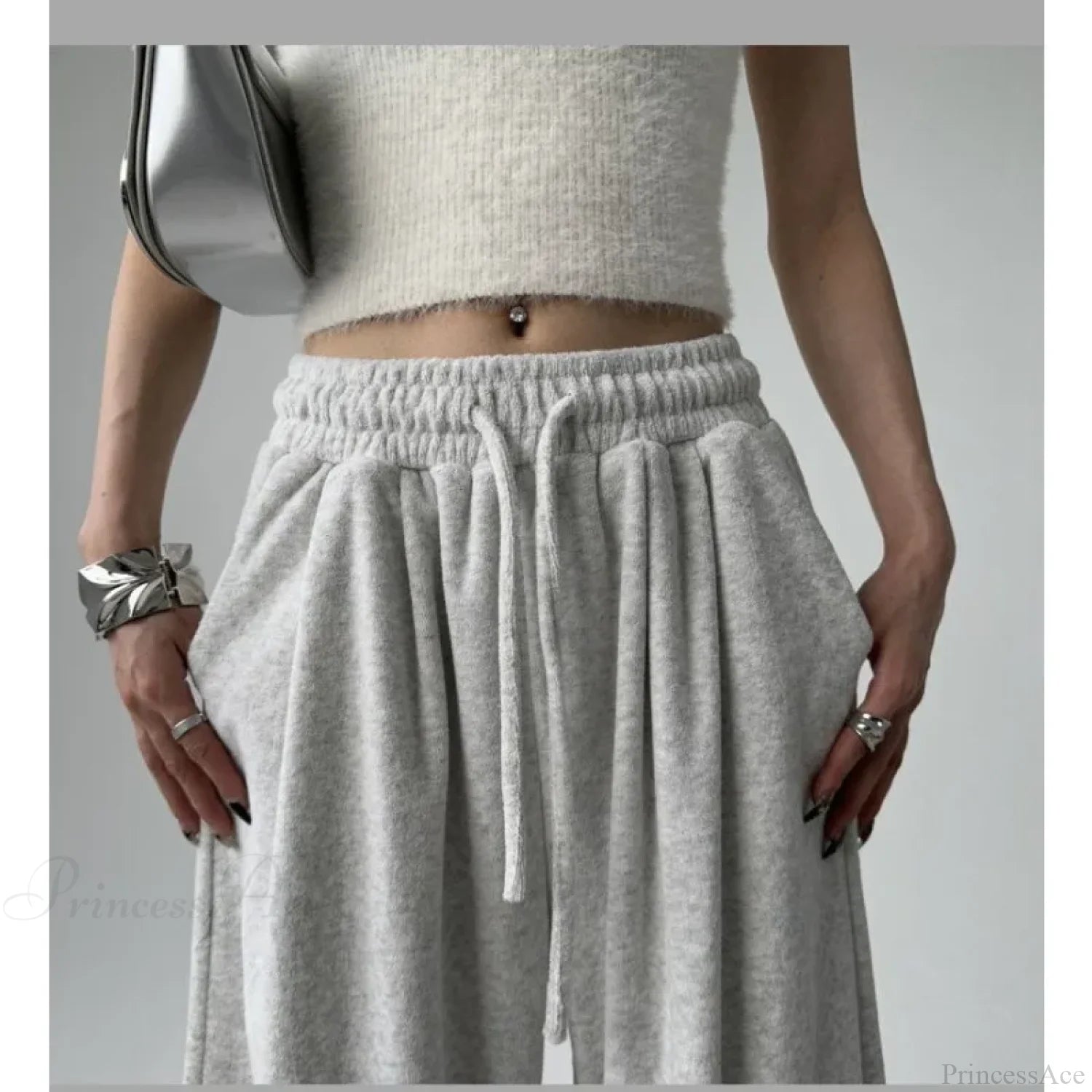 Basic Grey Knit Jogger Pants Grey / S