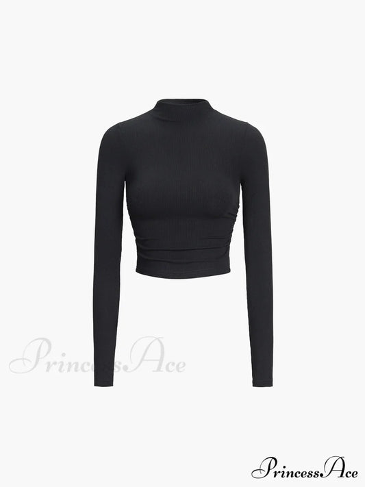 Basic Long Graceful Sleeve Crop Shirt T-Shirts