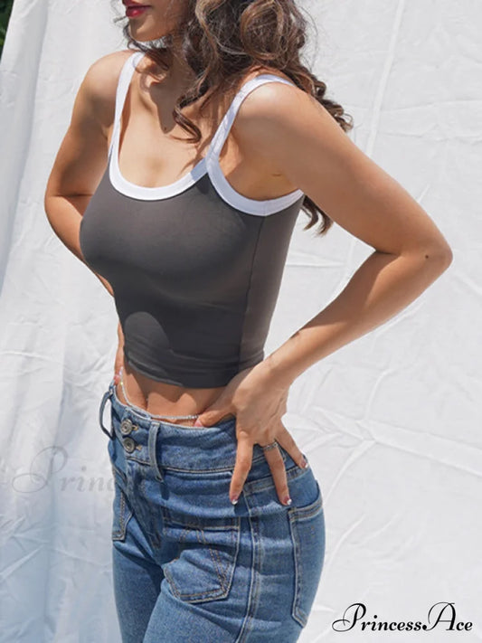 Basic Solid Graceful Crop Tee Tank Tops&Camis