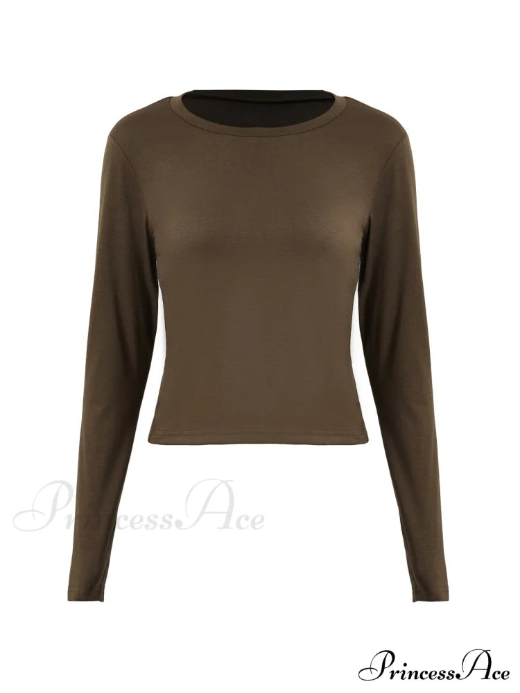 Basic Solid Graceful Crop Top Long Sleeves