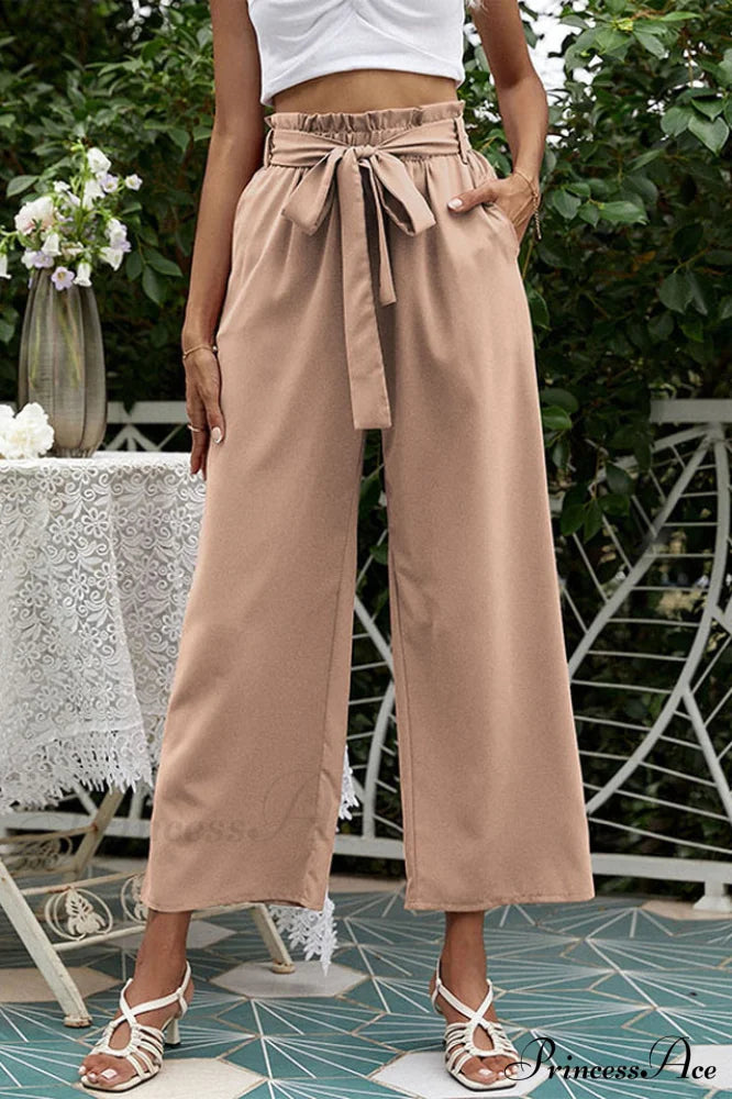 Basic Wide Leg Charming Pants With Belt