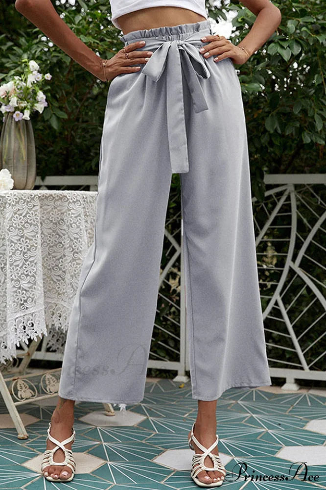 Basic Wide Leg Charming Pants With Belt