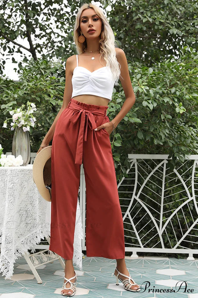 Basic Wide Leg Pants With Belt | Dress In Beauty