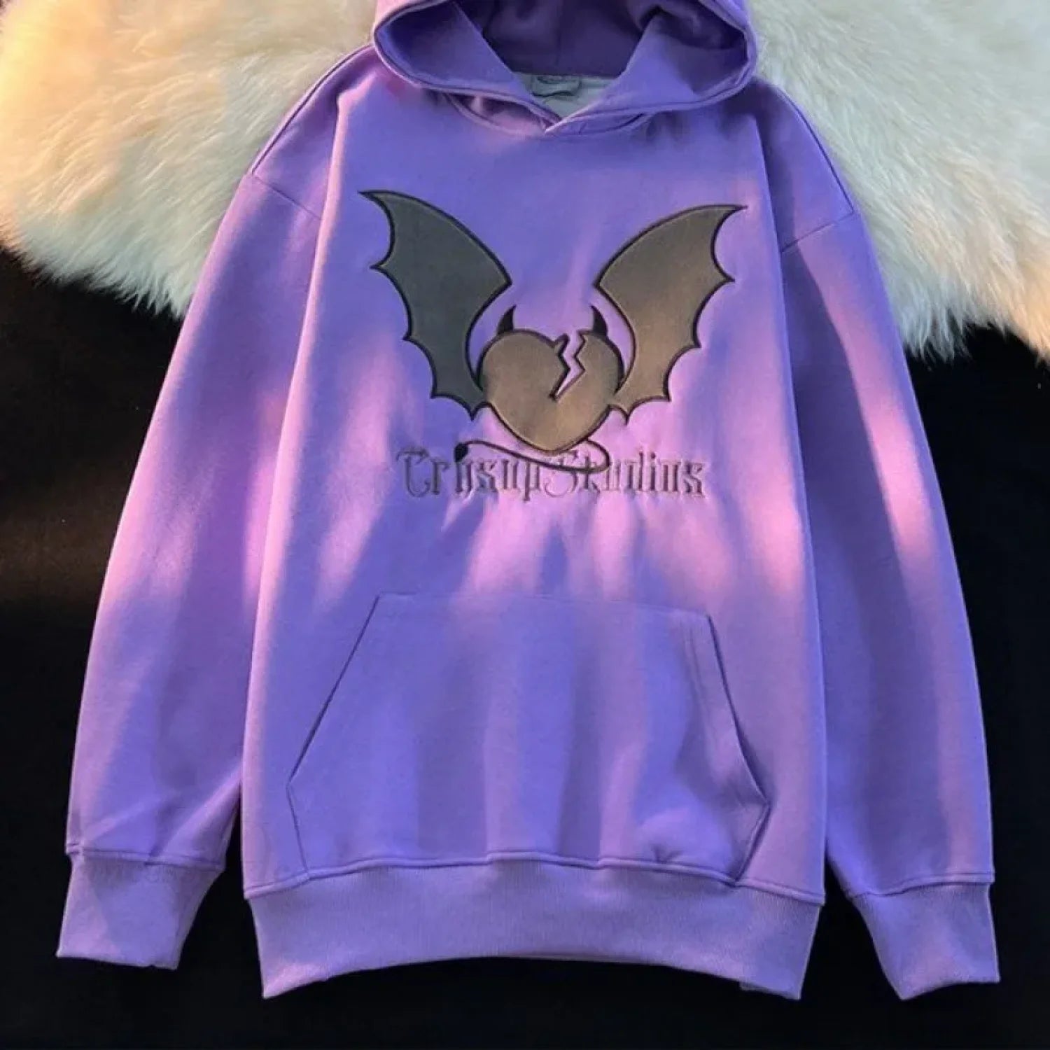 Bat Embroidery Harajuku Hoodie