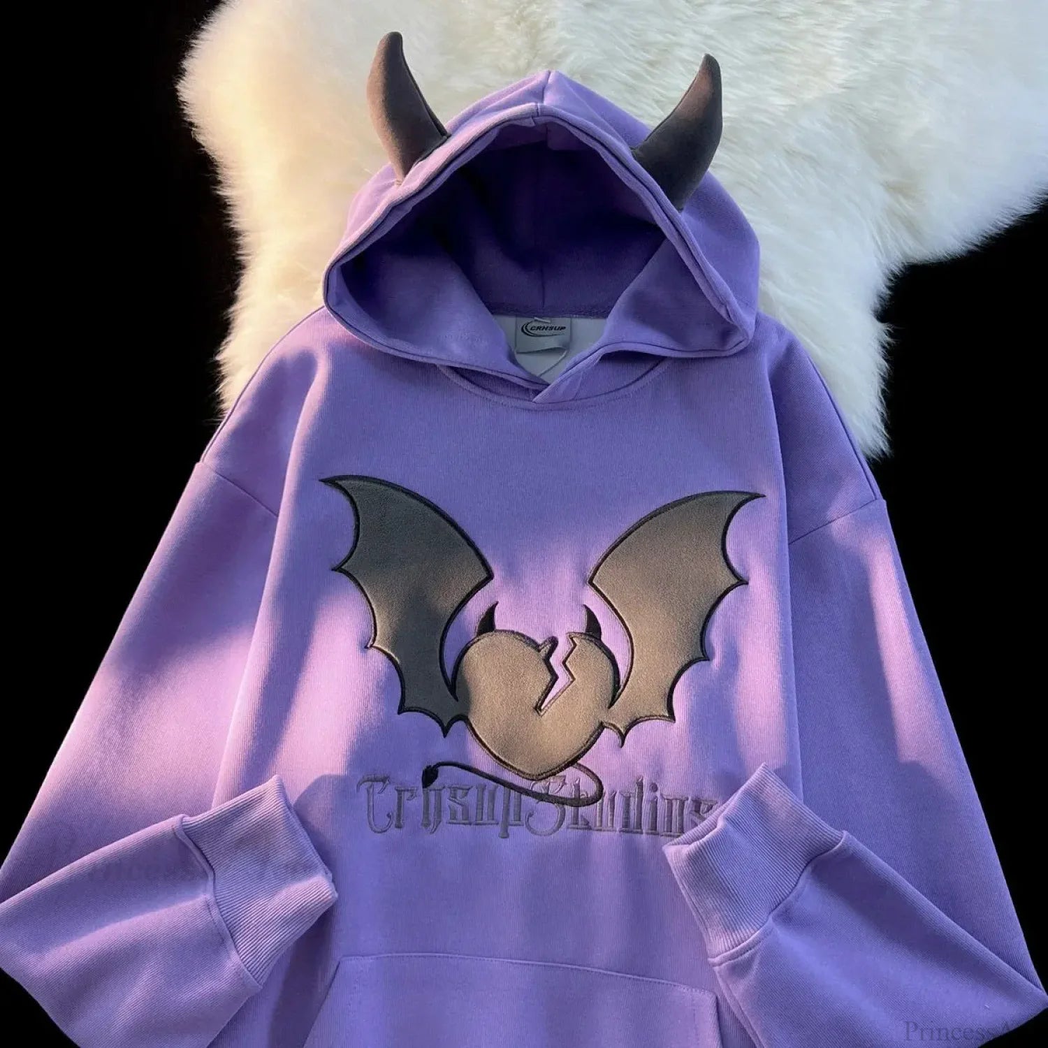 Bat Embroidery Harajuku Hoodie