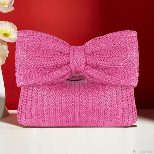 Beach Bow Crescent Shape Straw Clutch Wristlet wristlet-250126