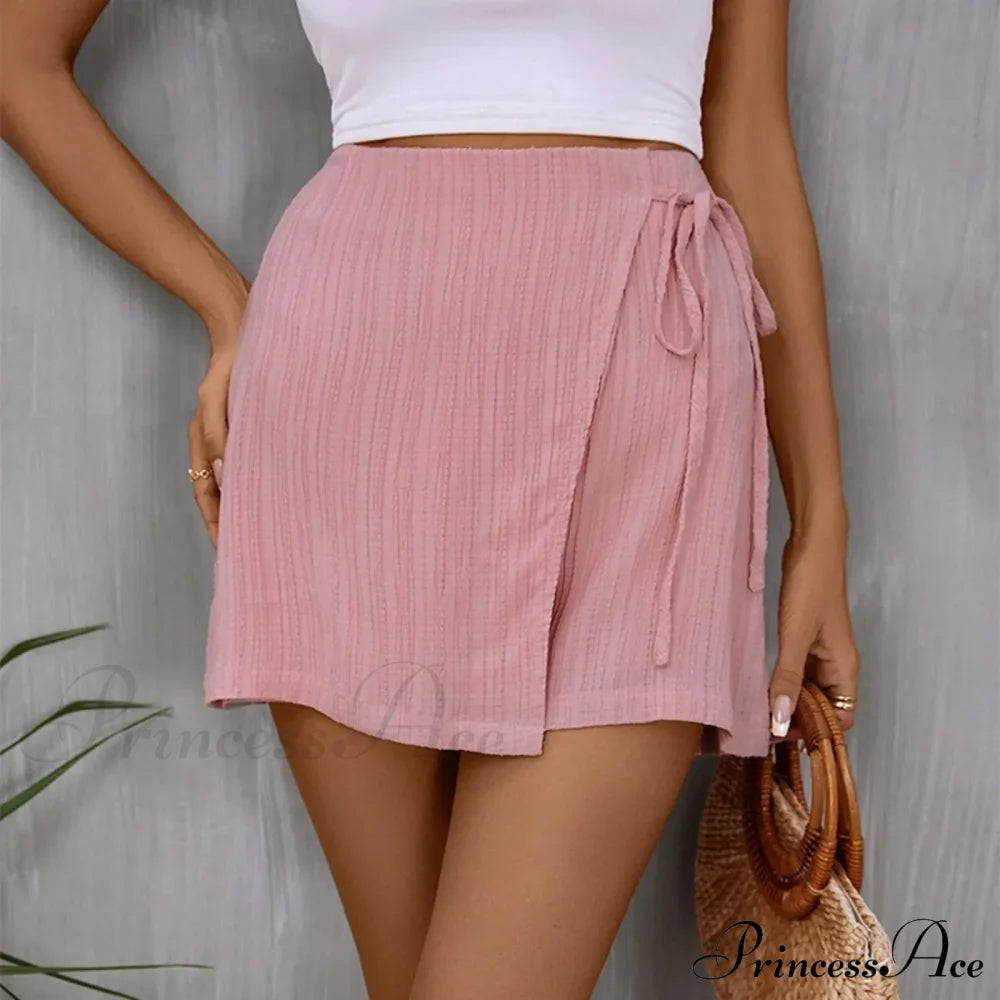 Beach Skirt Casual Zippered High Waisted Textured Short