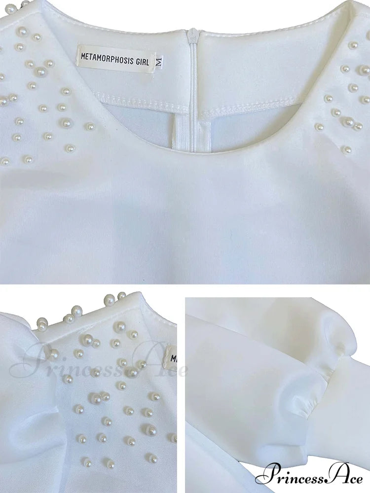 Beaded Link Chain Puffy Modern Heart Charm Necklace - Gold Dresses