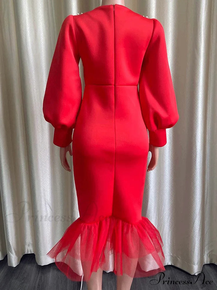 Beaded Link Chain Puffy Modern Heart Charm Necklace - Gold Dresses