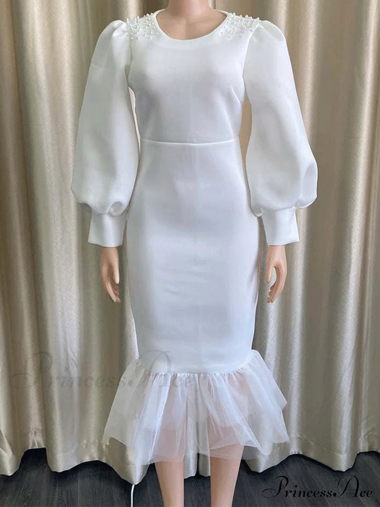 Beaded Link Chain Puffy Modern Heart Charm Necklace - Gold Dresses