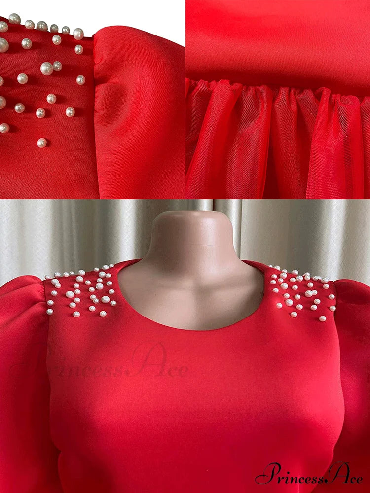 Beaded Link Chain Puffy Modern Heart Charm Necklace - Gold Dresses