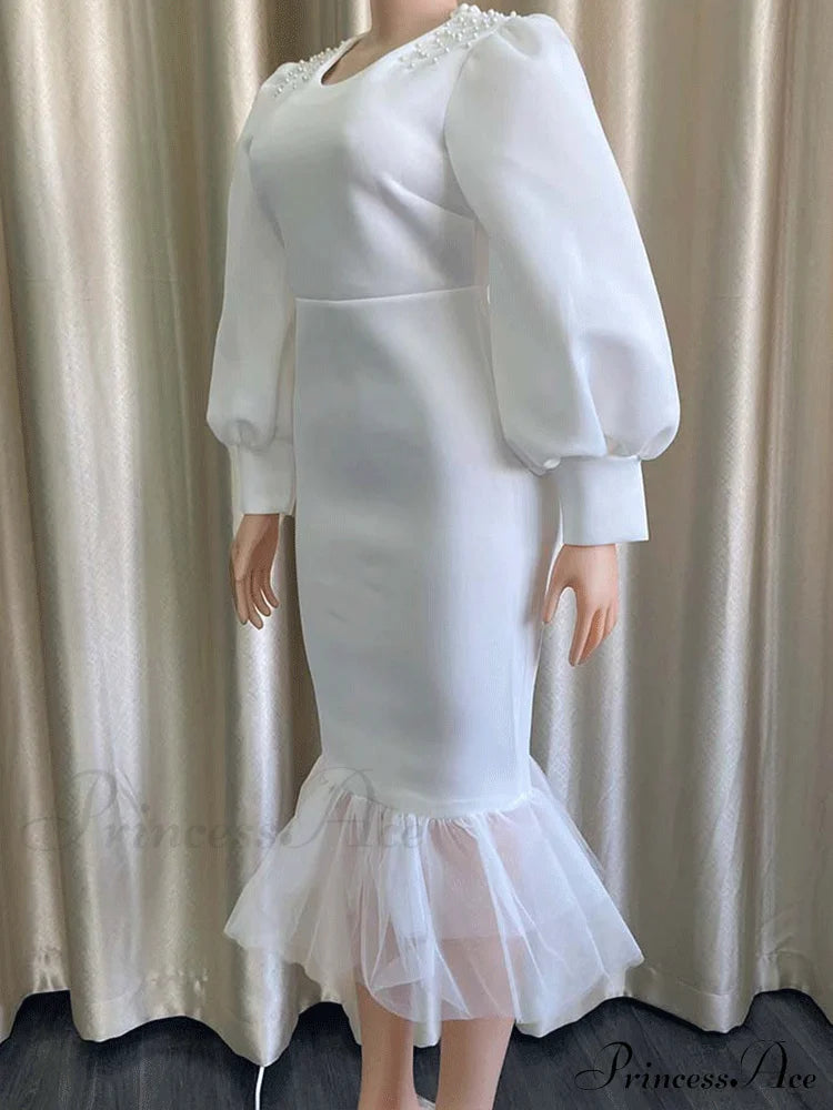 Beaded Link Chain Puffy Modern Heart Charm Necklace - Gold Dresses