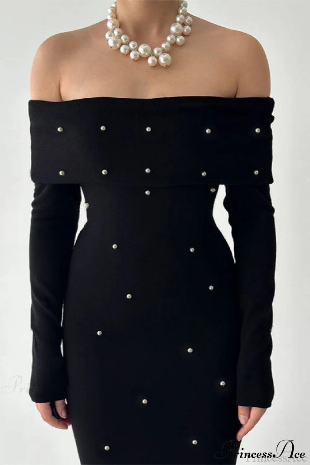 Beaded Off Shoulder Backless Long Party Dress