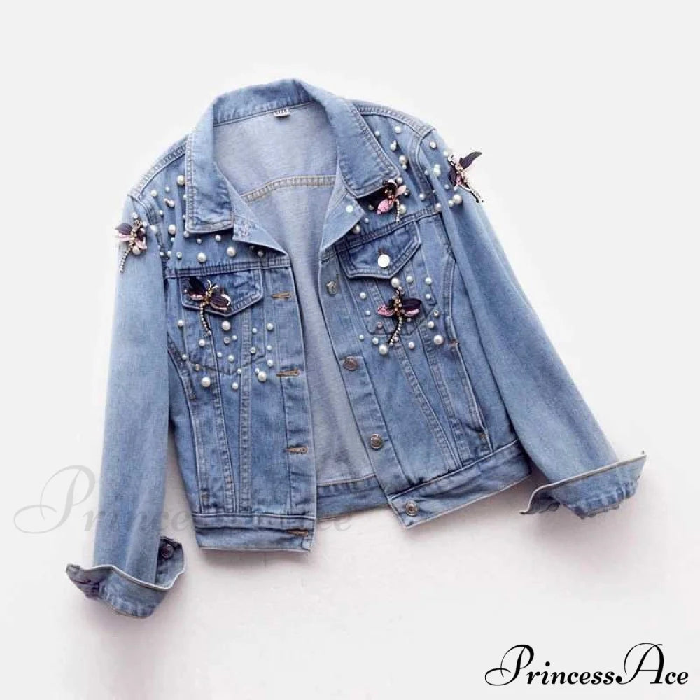 Beading Loose Dragonfly Demin Jacket