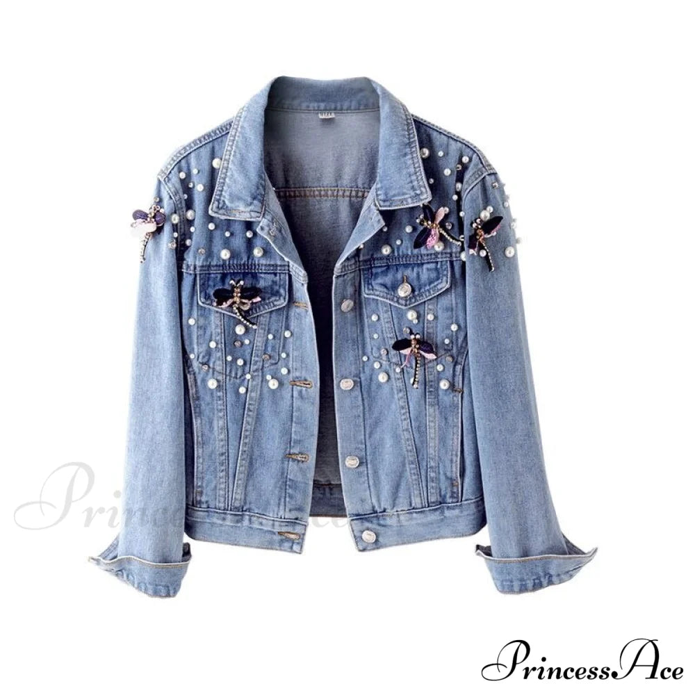 Beading Loose Dragonfly Demin Jacket