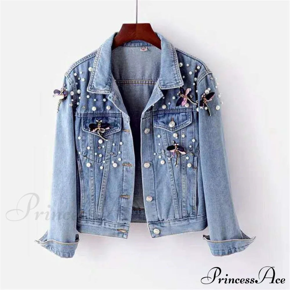 Beading Loose Dragonfly Demin Jacket