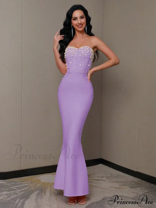 Beading Strapless Ankle-Length Party Dress Partydress-241208