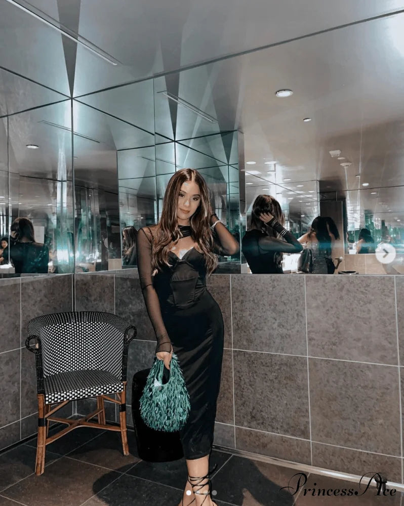 Beatrice Black Stylish Corset Midi Dress 8 Days / 0 Xs