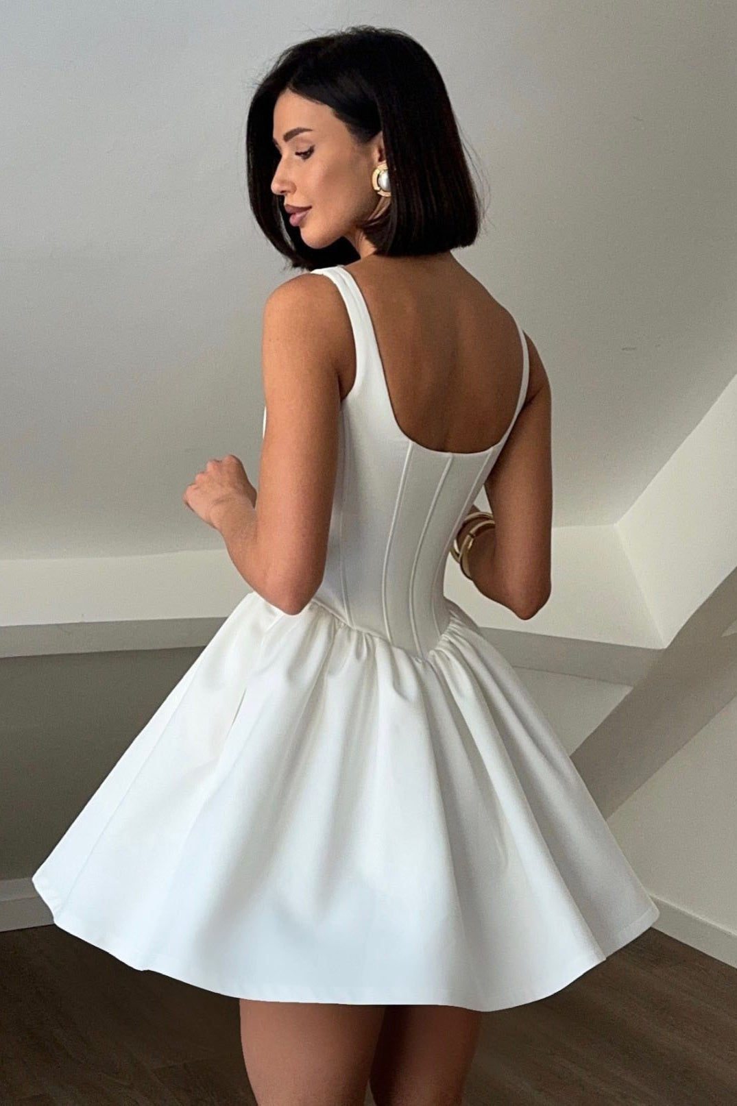 Satin Corset Puff Party Dress