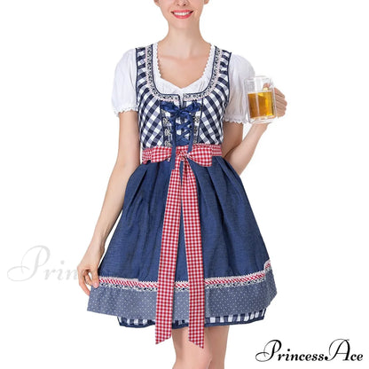 Beer Ladies Halloween Costume Summer Midi Casual Dress Blue / S