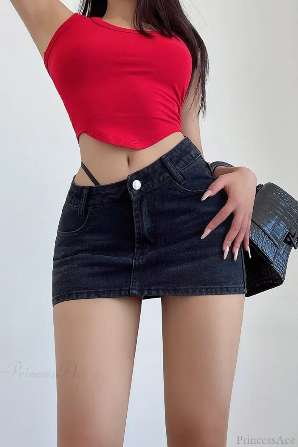 Beveled Cordage Raw Hem Skirt skirts-250223