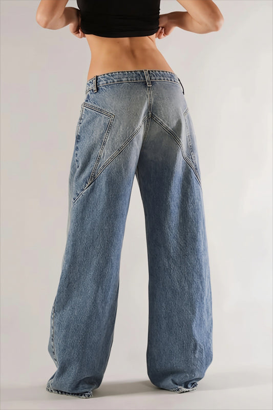 Low Rise Star Spliced Jeans