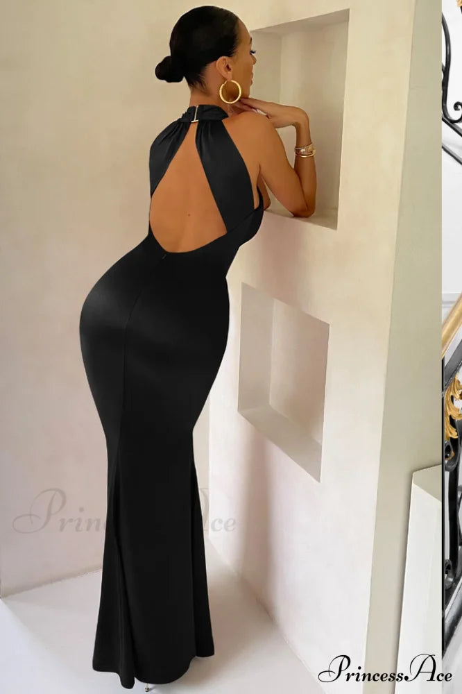 Bianca Cross Over Charming Halter Neck Dress