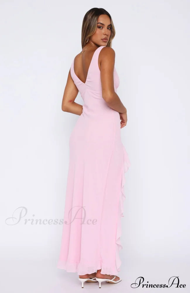 Bianca Slit Stylish Maxi Ruffled Dress