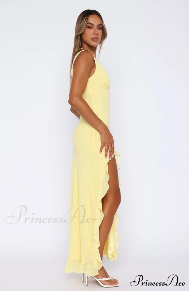 Bianca Slit Stylish Maxi Ruffled Dress