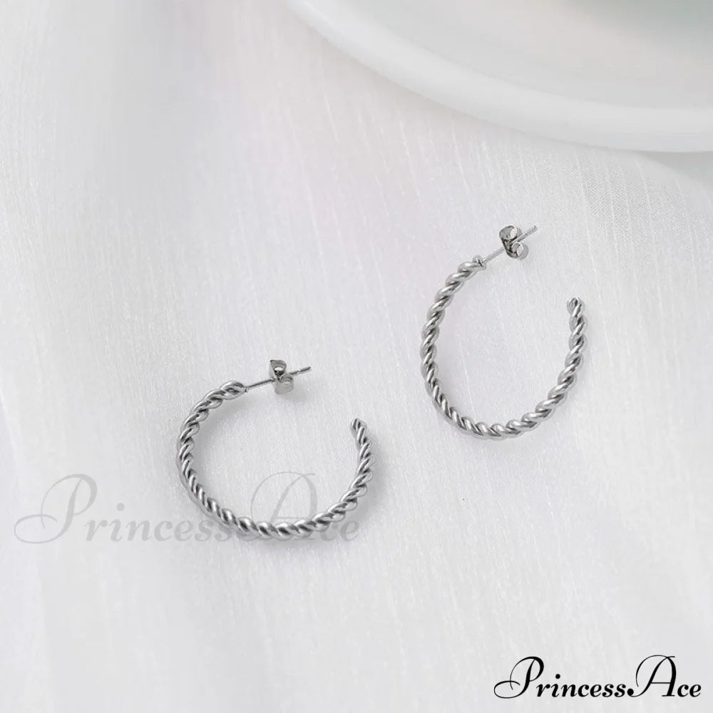 Big Hoop Twist Shape Stud Earrings