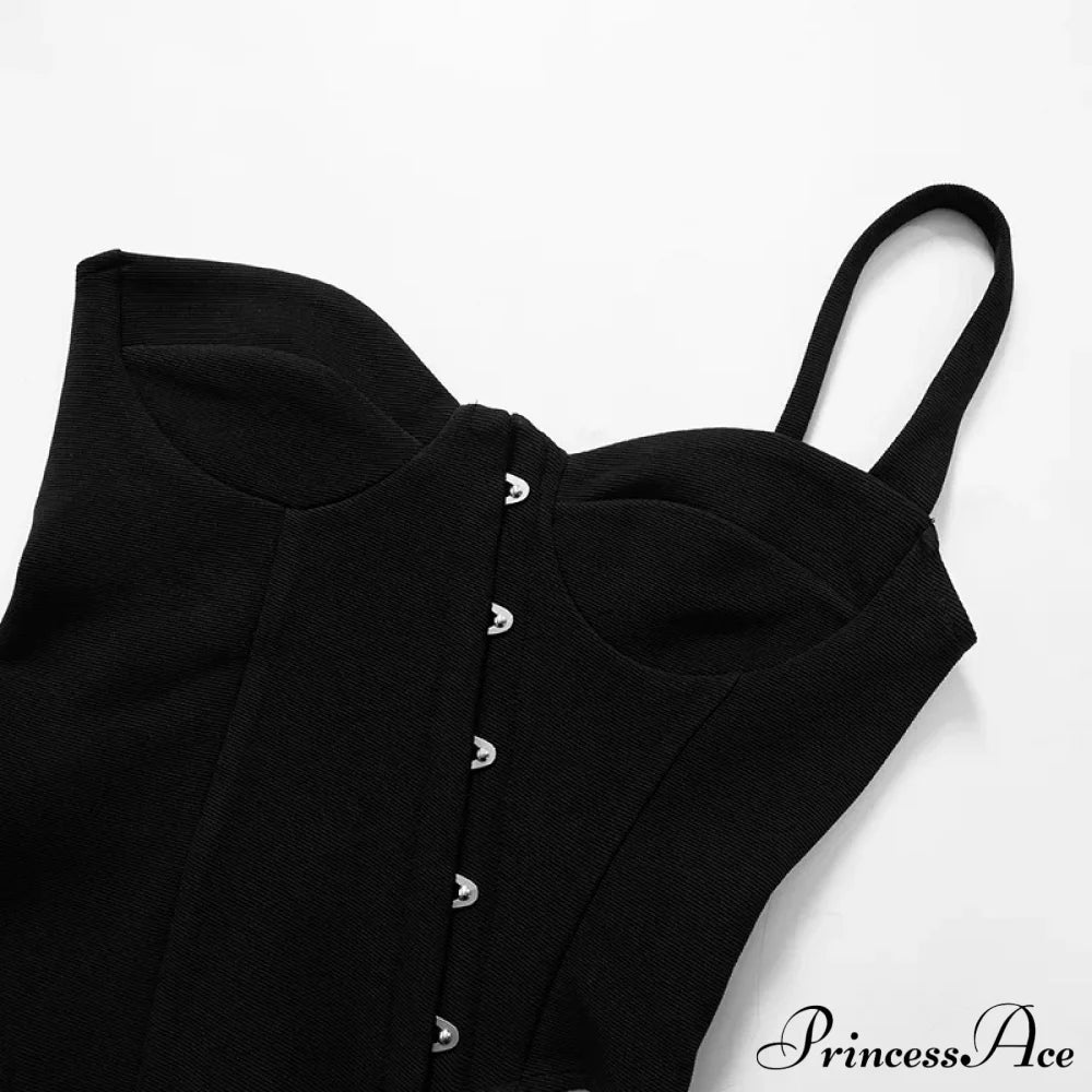 Black Asymetric Stylish Corset Top