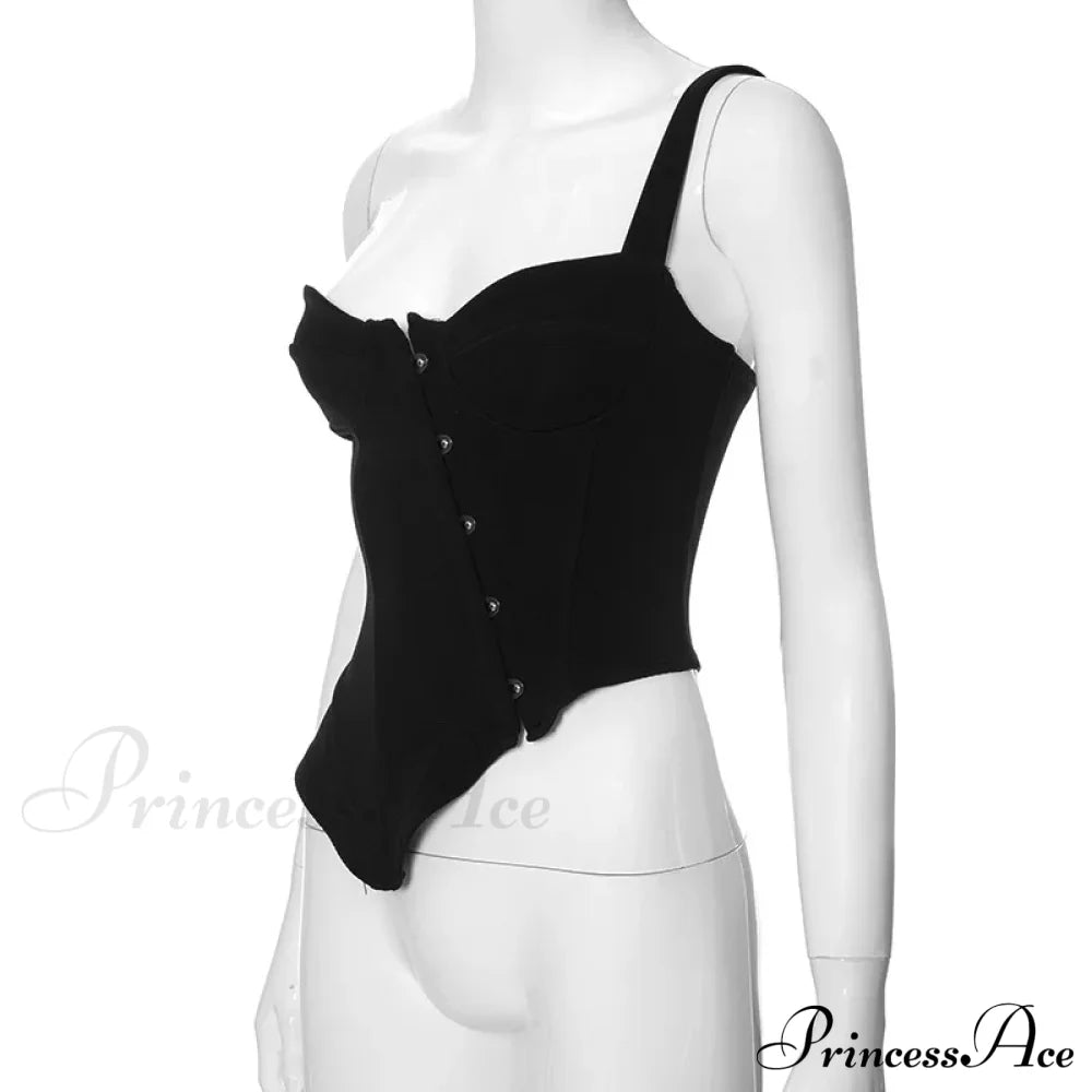Black Asymetric Stylish Corset Top